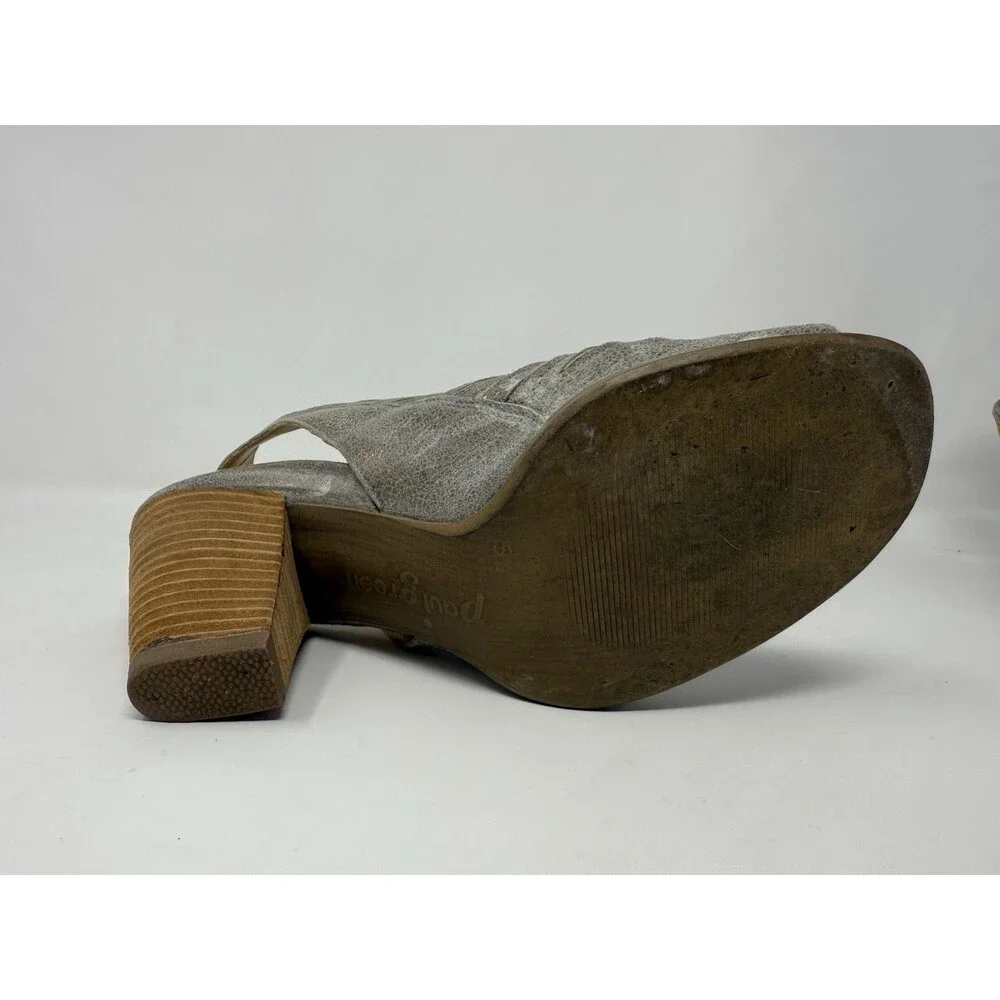 Paul Green Cayanne Peep Toe Block Heel Booties Sandal UK 5.5 US 8 Smoke Metallic
